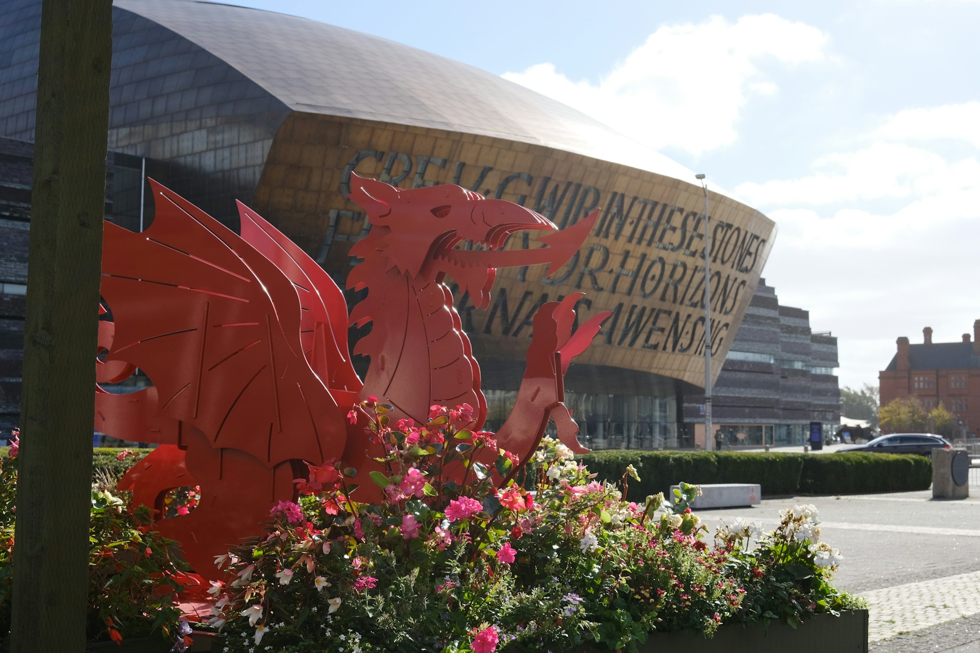 A Welsh dragon statue, Cardiff Bay