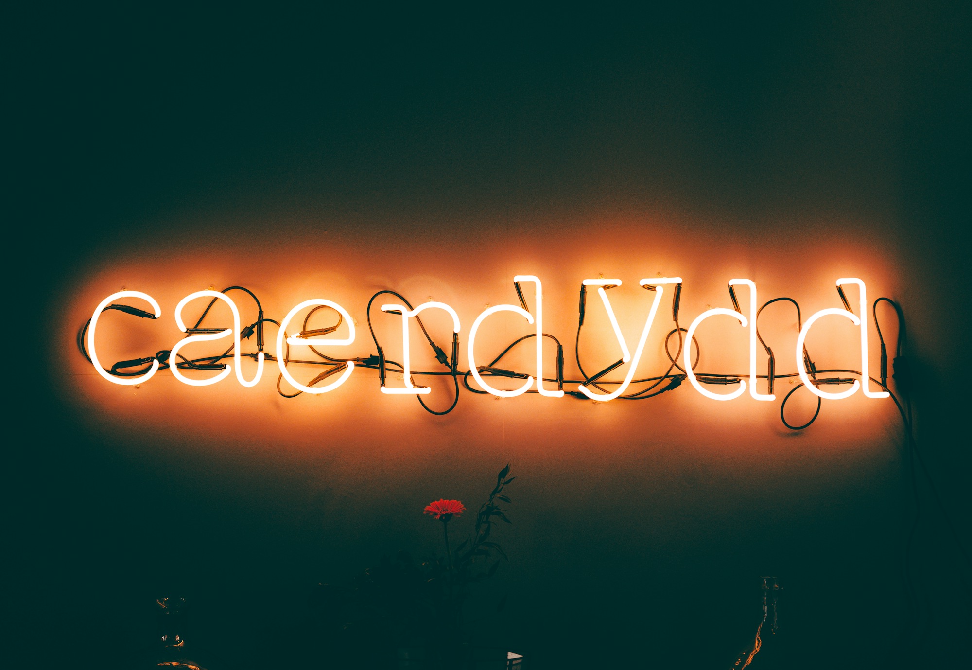 A neon Caerdydd sign, Cardiff